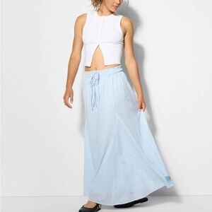 Wild Fable Women's Tie-Front Maxi Skirt Light Blue Cotton Gauze Fabric Size L